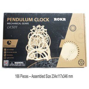 Mechanical Clock Kit Robotime Laser-Cut Wooden Gear Pendulum Model 3D Puzzle Kit